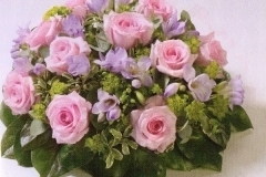 12" Pink roses and freesia Funeral posy PPP 